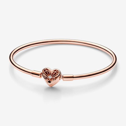 Pulsera rígida Pandora Moments en plata de ley Corazón & Mariposa - 582594C01