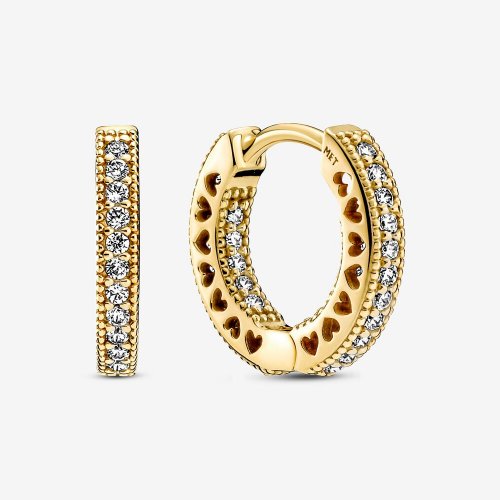 Aretes de argolla PANDORA con corazón de pavé - 266317C01