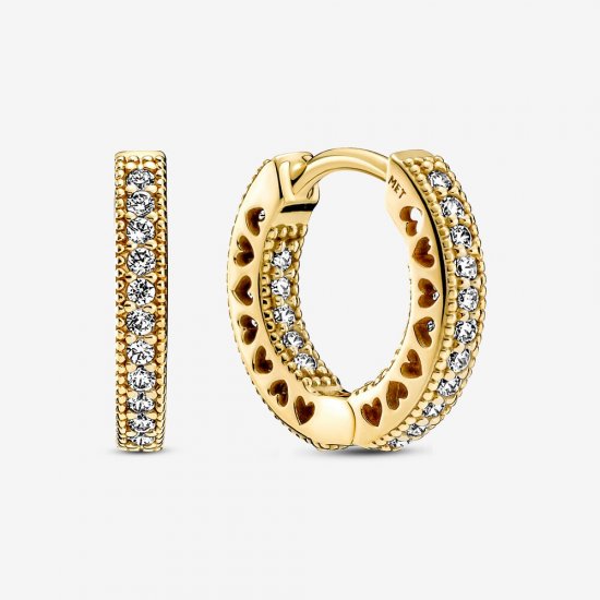 Aretes de argolla PANDORA con corazón de pavé - 266317C01 - Haga click en la imagen para cerrar