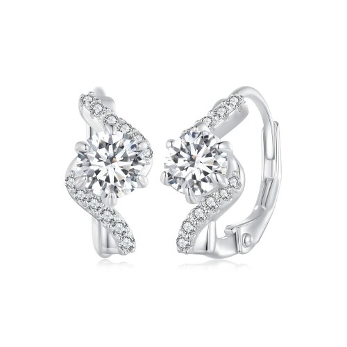 Pendientes de Aro con Moissanita de Estilo Pandora de 50 Puntos (Dos Certificados) - MSE036