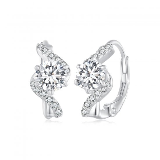 Pendientes de Aro con Moissanita de Estilo Pandora de 50 Puntos (Dos Certificados) - MSE036 - Haga click en la imagen para cerrar