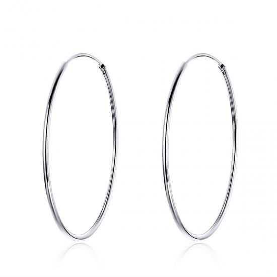 Pendientes de Aro de Plata al Estilo Pandora con Gran Aro - SCE598 - Haga click en la imagen para cerrar