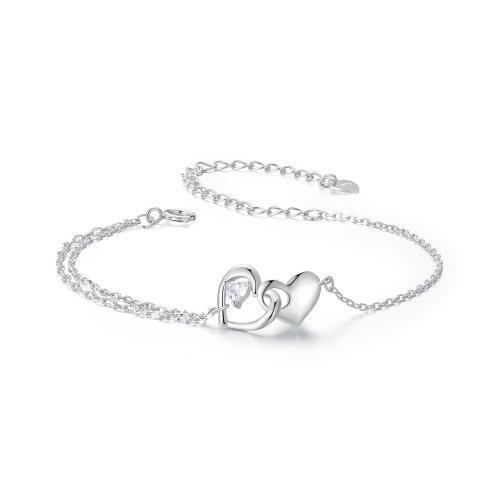 Pulsera de doble corazón estilo PANDORA - BSB178