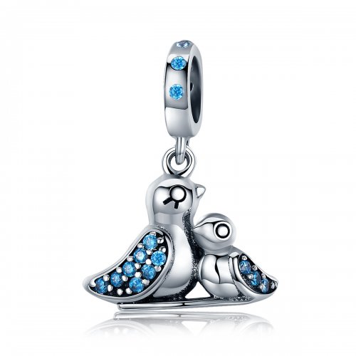 Pandora Style Plata Pájaro Bebé con Colgante de Madre - SCC426