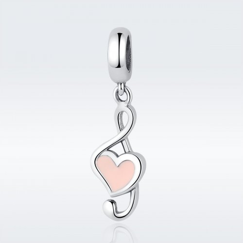 Pendiente de estilo Pandora con notas musicales de plata - SCC110