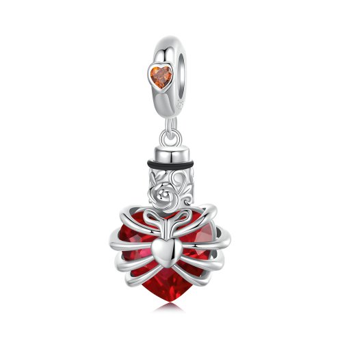 Corazón conmemorativo en forma de rosa estilo PANDORA en color rojo - BSC1058-RD