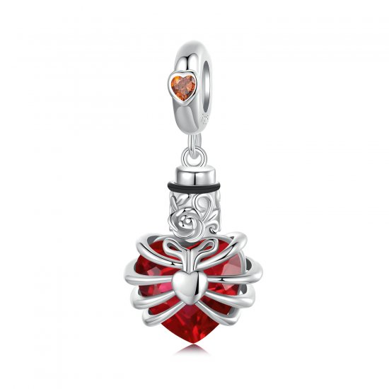 Corazón conmemorativo en forma de rosa estilo PANDORA en color rojo - BSC1058-RD - Haga click en la imagen para cerrar