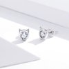 Aretes con lindo gato en plata estilo Pandora - SCE899