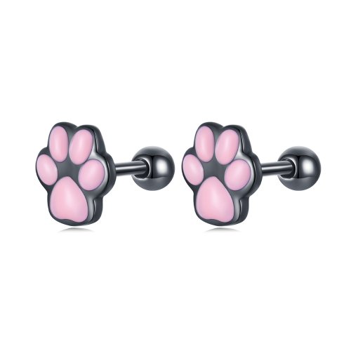 Estos aretes de botón con diseño estilo Pandora y forma de lindas huellas de gato - SCE1516