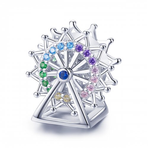 Charm de Rueda de la Fortuna de Plata Estilo Pandora - SCC1028