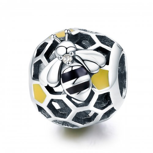 Charm de colmena de abejas de plata estilo Pandora - SCC779