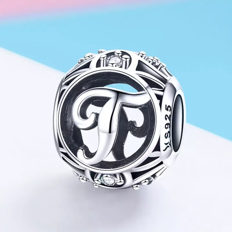 (imagen para) Abalorio estilo Pandora con letra T - SCC738-T - Ver 2