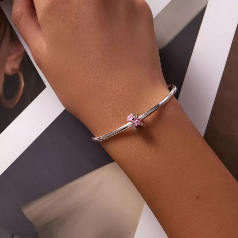 (imagen para) Abalorio separador de estilo Pandora con flores rosas - SCC2139 - Ver 5