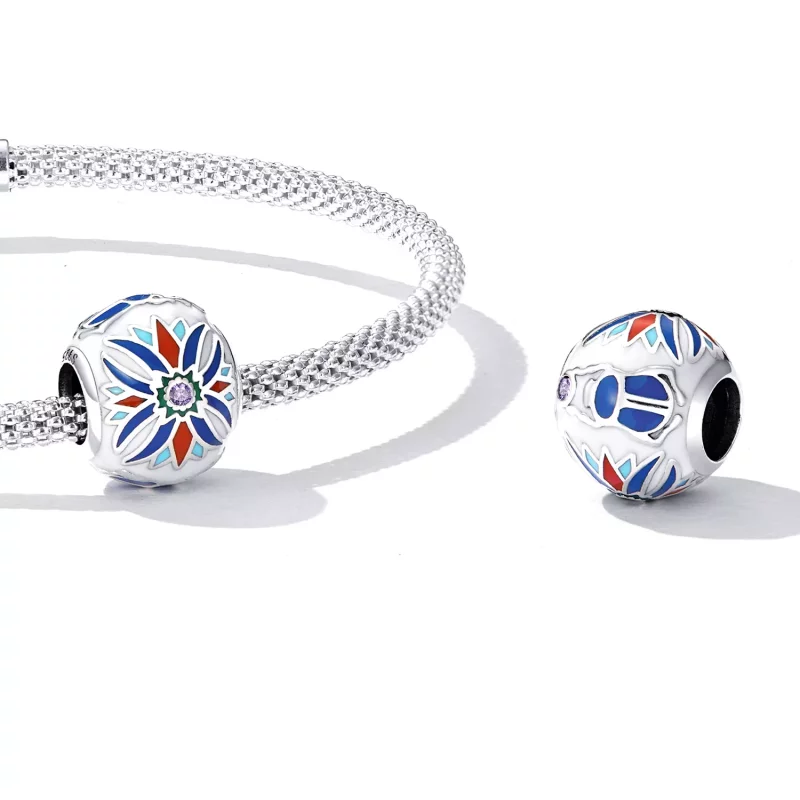 (imagen para) Amuleto de estilo Pandora con escarabajo y flor de loto - SCC2254 - Ver 4