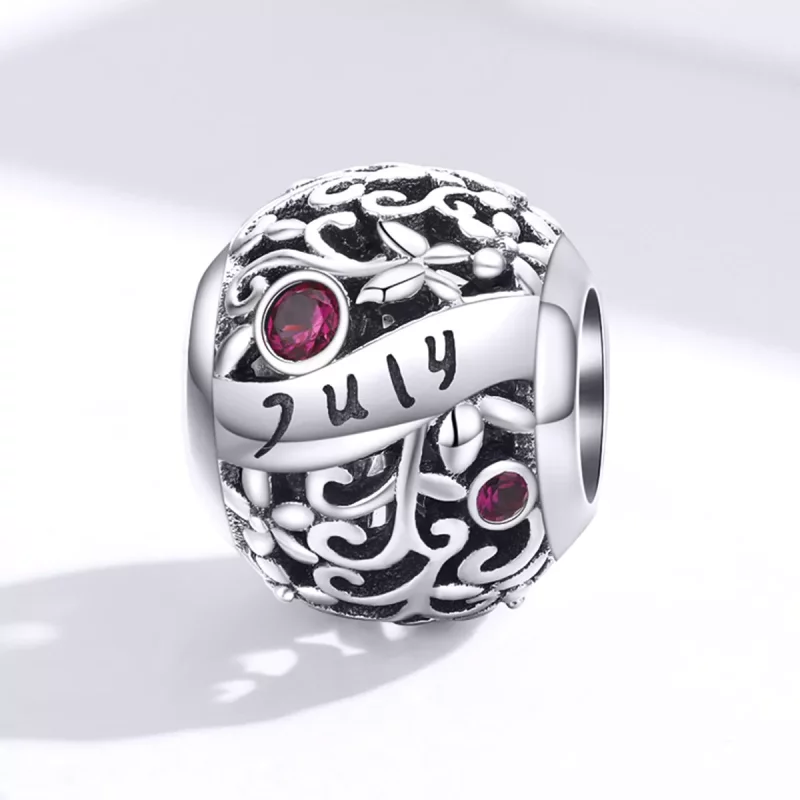 (imagen para) Amuleto de piedra de nacimiento de granate de julio en plata estilo Pandora - SC - Ver 4