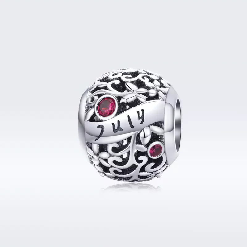 (imagen para) Amuleto de piedra de nacimiento de granate de julio en plata estilo Pandora - SC - Ver 5