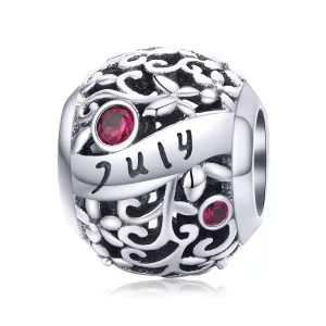 (imagen para) Amuleto de piedra de nacimiento de granate de julio en plata estilo Pandora - SCC1385-7