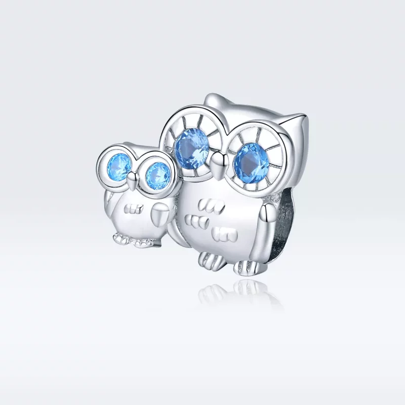 (imagen para) Amuleto de plata de estilo Pandora con búho madre e hijo - BSC238 - Ver 5