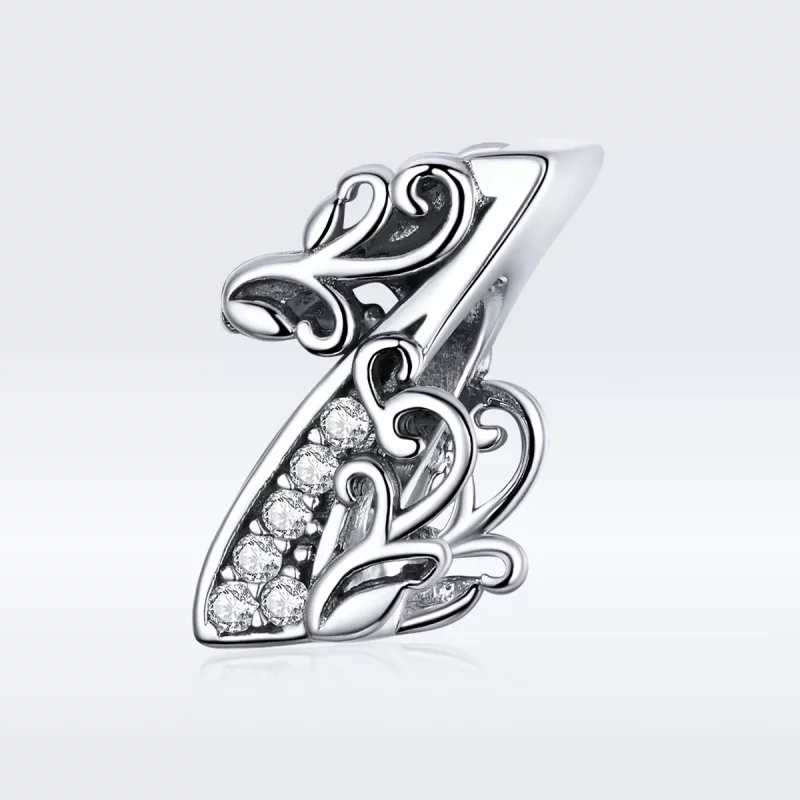 (imagen para) Amuleto de plata estilo Pandora con el número 1 - SCC1418-1 - Ver 5