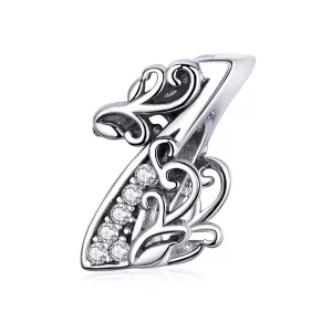 (imagen para) Amuleto de plata estilo Pandora con el número 1 - SCC1418-1