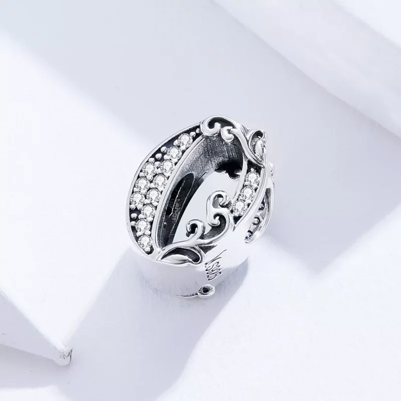 (imagen para) Amuleto de plata estilo Pandora con número 0 - SCC1418-0 - Ver 2
