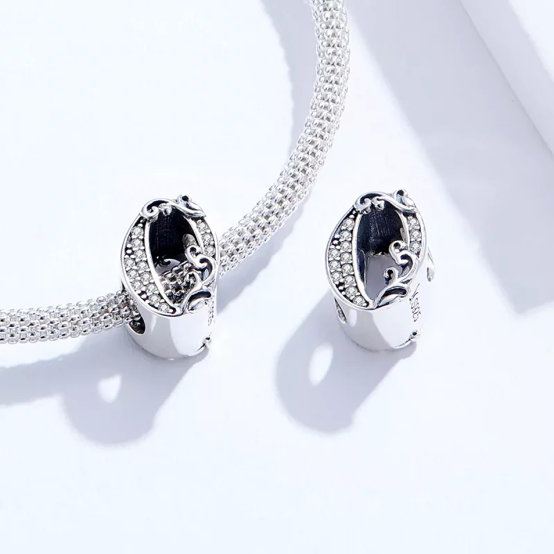 (imagen para) Amuleto de plata estilo Pandora con número 0 - SCC1418-0 - Ver 4