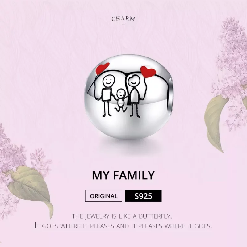 (imagen para) Amuleto de Plata Estilo Pandora "Mi Familia" - SCC1339 - Ver 6