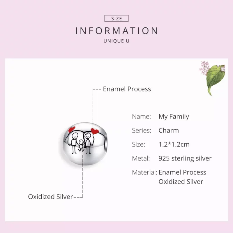 (imagen para) Amuleto de Plata Estilo Pandora "Mi Familia" - SCC1339 - Ver 7