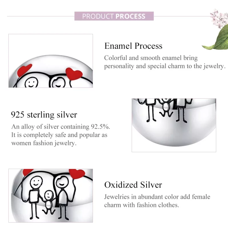 (imagen para) Amuleto de Plata Estilo Pandora "Mi Familia" - SCC1339 - Ver 8