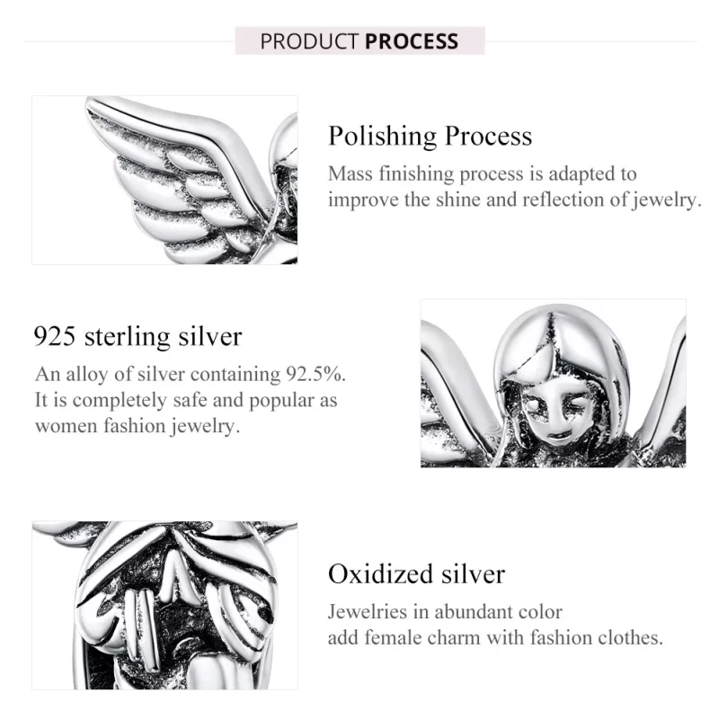 (imagen para) Amuleto de plata estilo Pandora Ángel del Amor - BSC314 - Ver 7