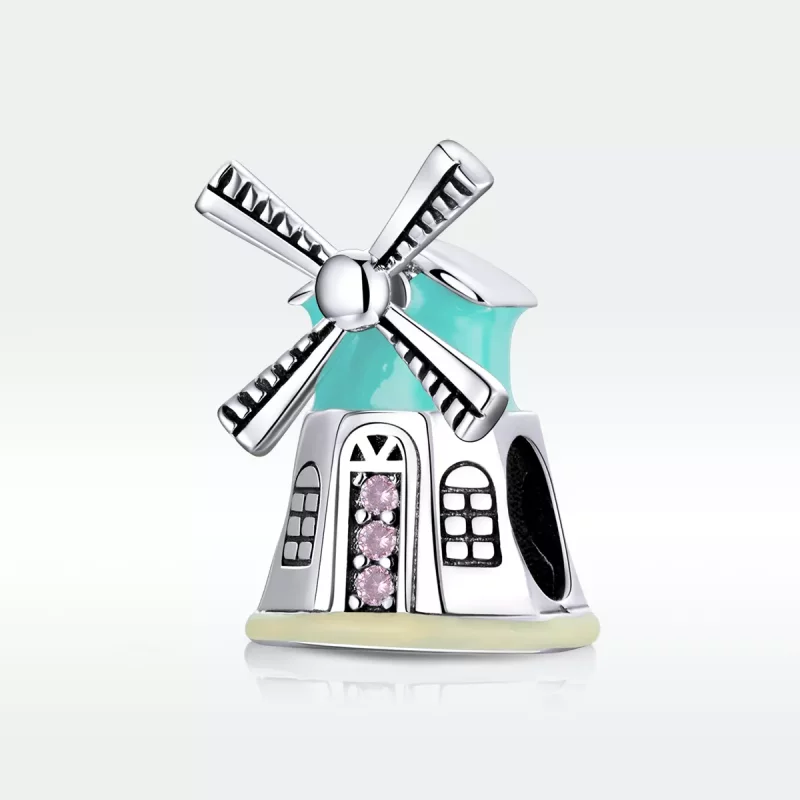 (imagen para) Amuleto estilo Pandora de molino de viento de plata - SCC1739 - Ver 5