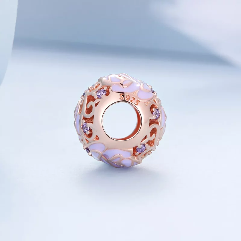 (imagen para) Amuleto estilo Pandora de rosa púrpura - BSC644 - Ver 3