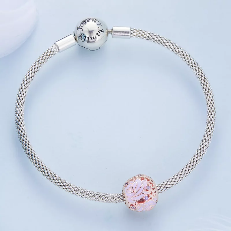 (imagen para) Amuleto estilo Pandora de rosa púrpura - BSC644 - Ver 4
