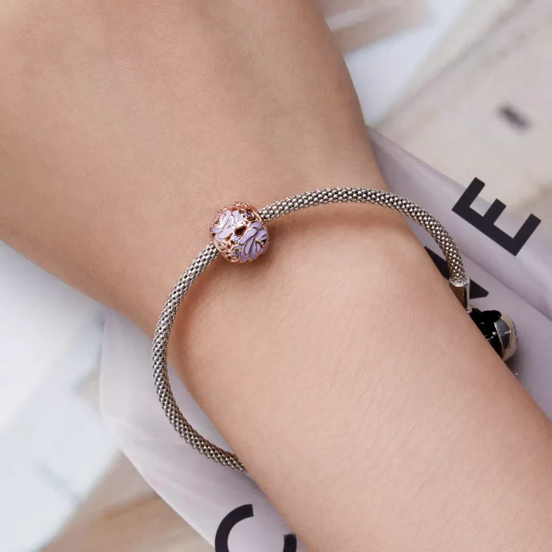 (imagen para) Amuleto estilo Pandora de rosa púrpura - BSC644 - Ver 5