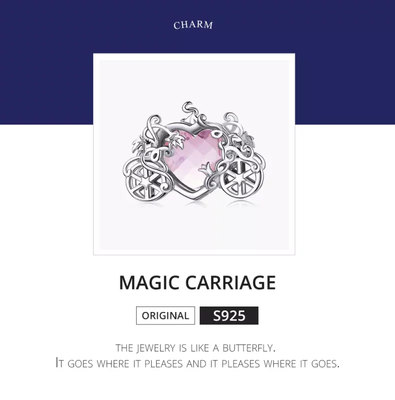 (imagen para) Amuleto estilo Pandora en plata con forma de Carroza Mágica - BSC412 - Ver 6