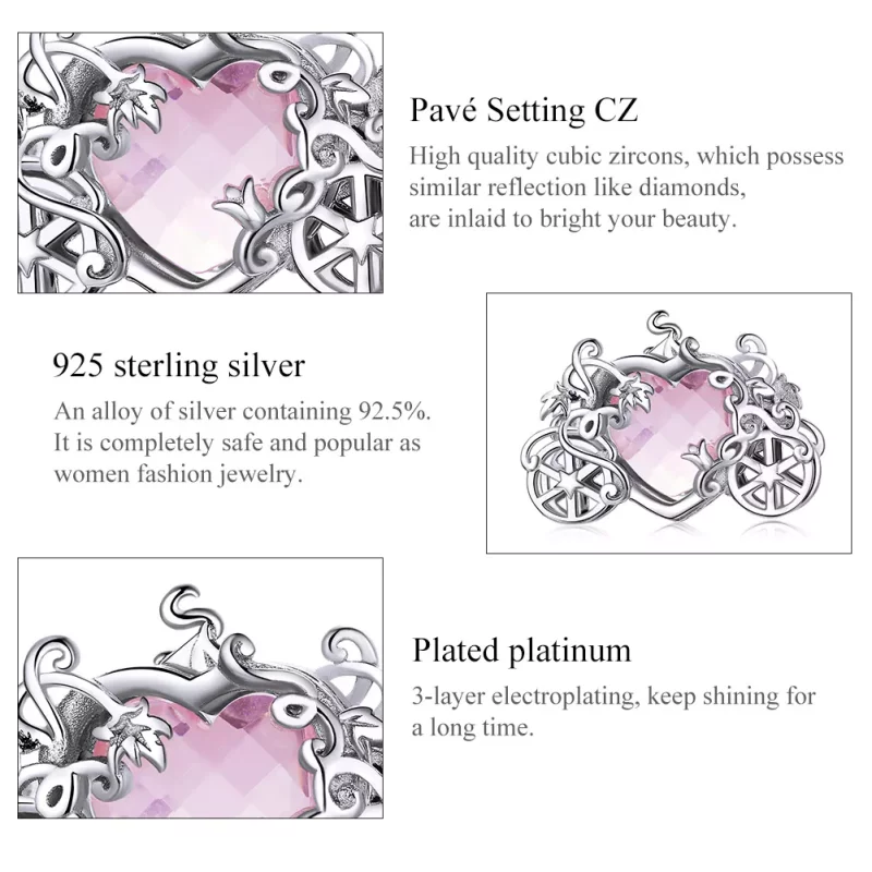 (imagen para) Amuleto estilo Pandora en plata con forma de Carroza Mágica - BSC412 - Ver 7