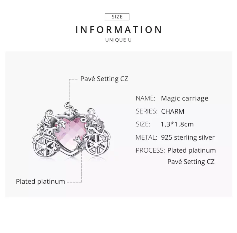 (imagen para) Amuleto estilo Pandora en plata con forma de Carroza Mágica - BSC412 - Ver 8