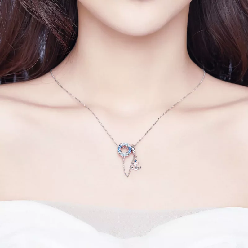 (imagen para) Cadena de seguridad de estilo Pandora en plata con temática náutica - SCC1149 - Ver 3