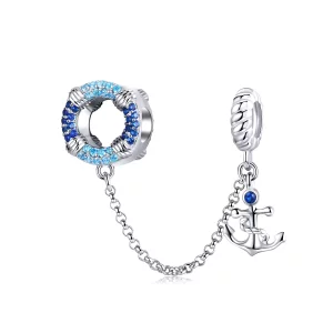 (imagen para) Cadena de seguridad de estilo Pandora en plata con temática náutica - SCC1149