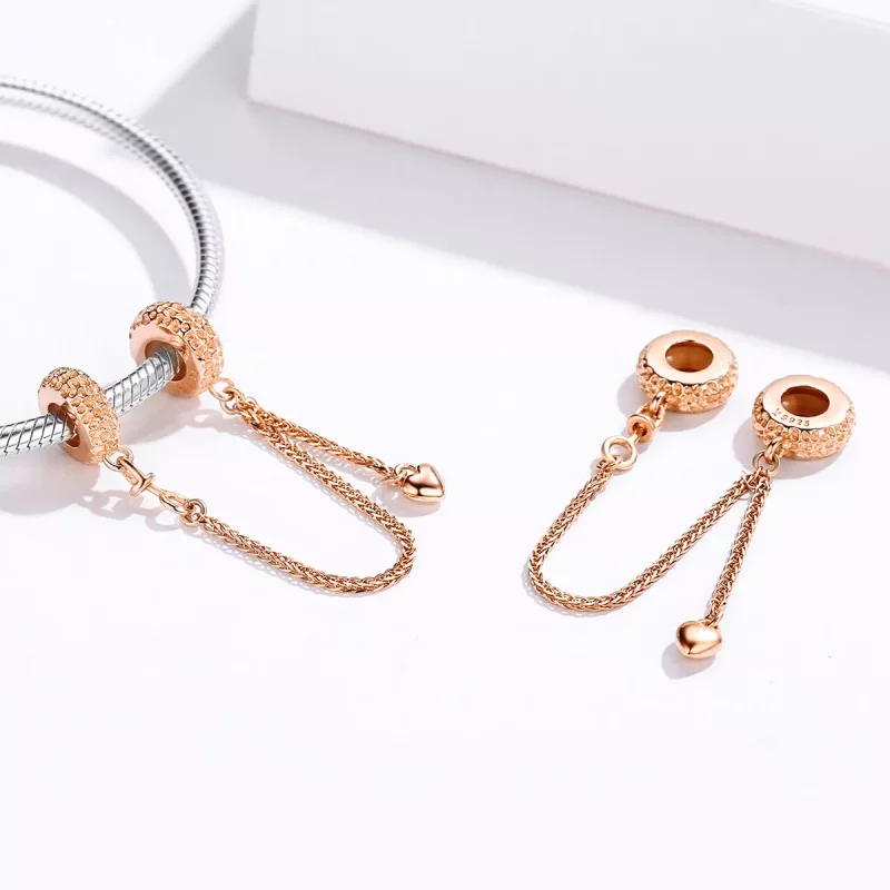 (imagen para) Cadena de seguridad estilo Pandora en oro rosa - SCC1112-C - Ver 2