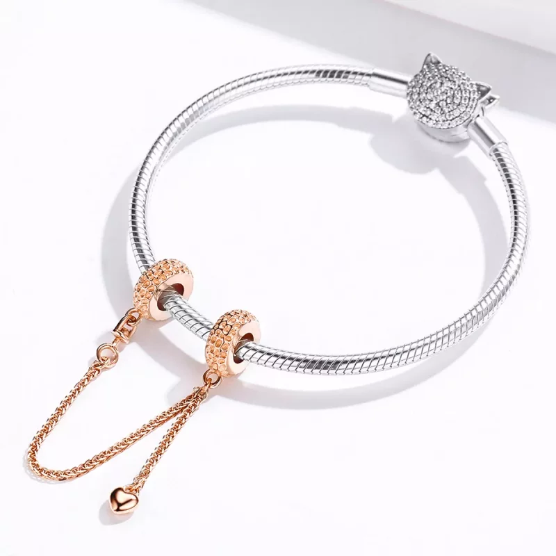 (imagen para) Cadena de seguridad estilo Pandora en oro rosa - SCC1112-C - Ver 4