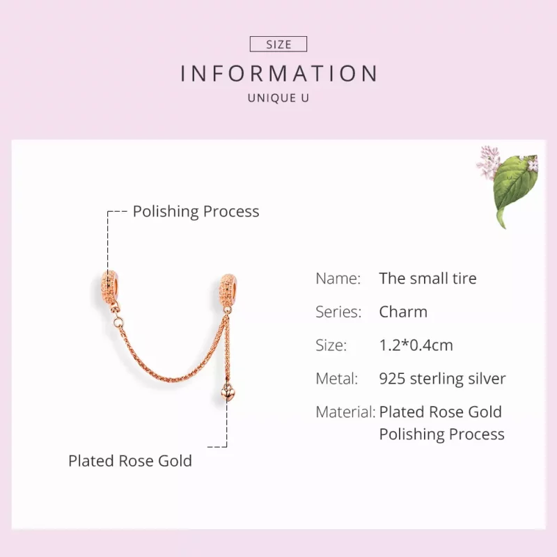 (imagen para) Cadena de seguridad estilo Pandora en oro rosa - SCC1112-C - Ver 5