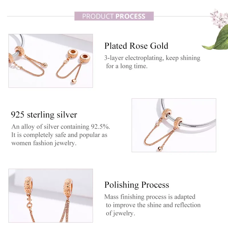 (imagen para) Cadena de seguridad estilo Pandora en oro rosa - SCC1112-C - Ver 6