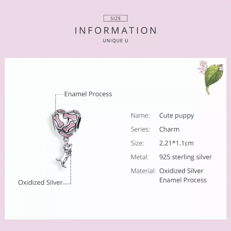 (imagen para) Charm colgante de plata estilo Pandora con lindo cachorro - SCC1199 - Ver 3