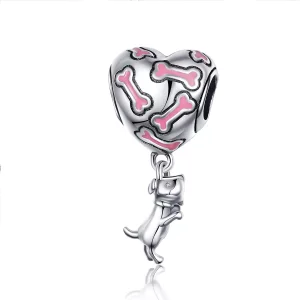 (imagen para) Charm colgante de plata estilo Pandora con lindo cachorro - SCC1199