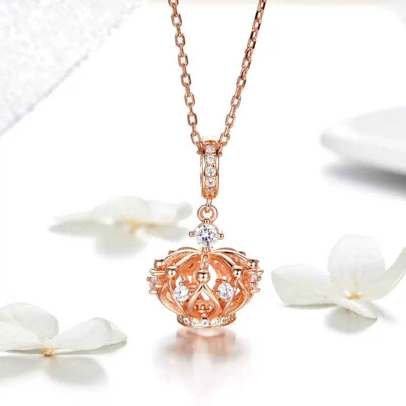 (imagen para) Charm colgante estilo Pandora en oro rosa con corona real - SCC1121 - Ver 2