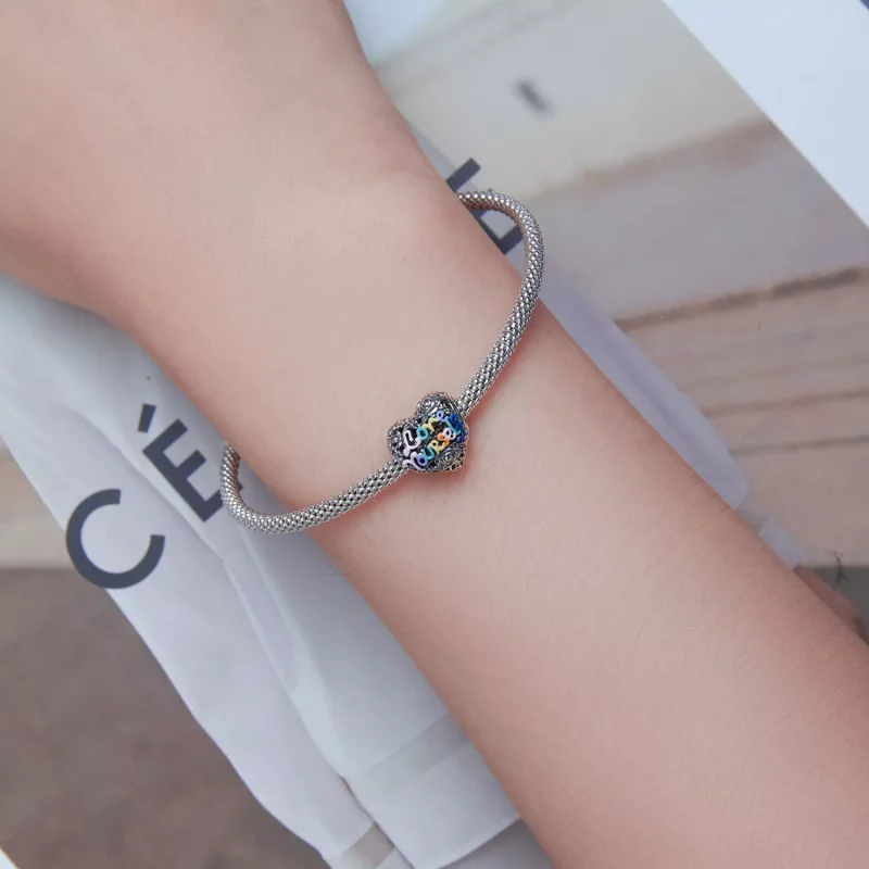 (imagen para) Charm con patrón de corazón estilo Pandora - SCC2354 - Ver 5