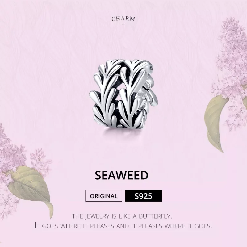 (imagen para) Charm de Alga Marina Plateado al estilo Pandora - SCC1534 - Ver 6