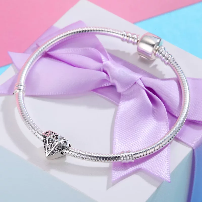 (imagen para) Charm de Amor de Diamante de Plata Estilo Pandora - SCC397 - Ver 4