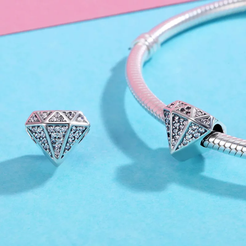 (imagen para) Charm de Amor de Diamante de Plata Estilo Pandora - SCC397 - Ver 5